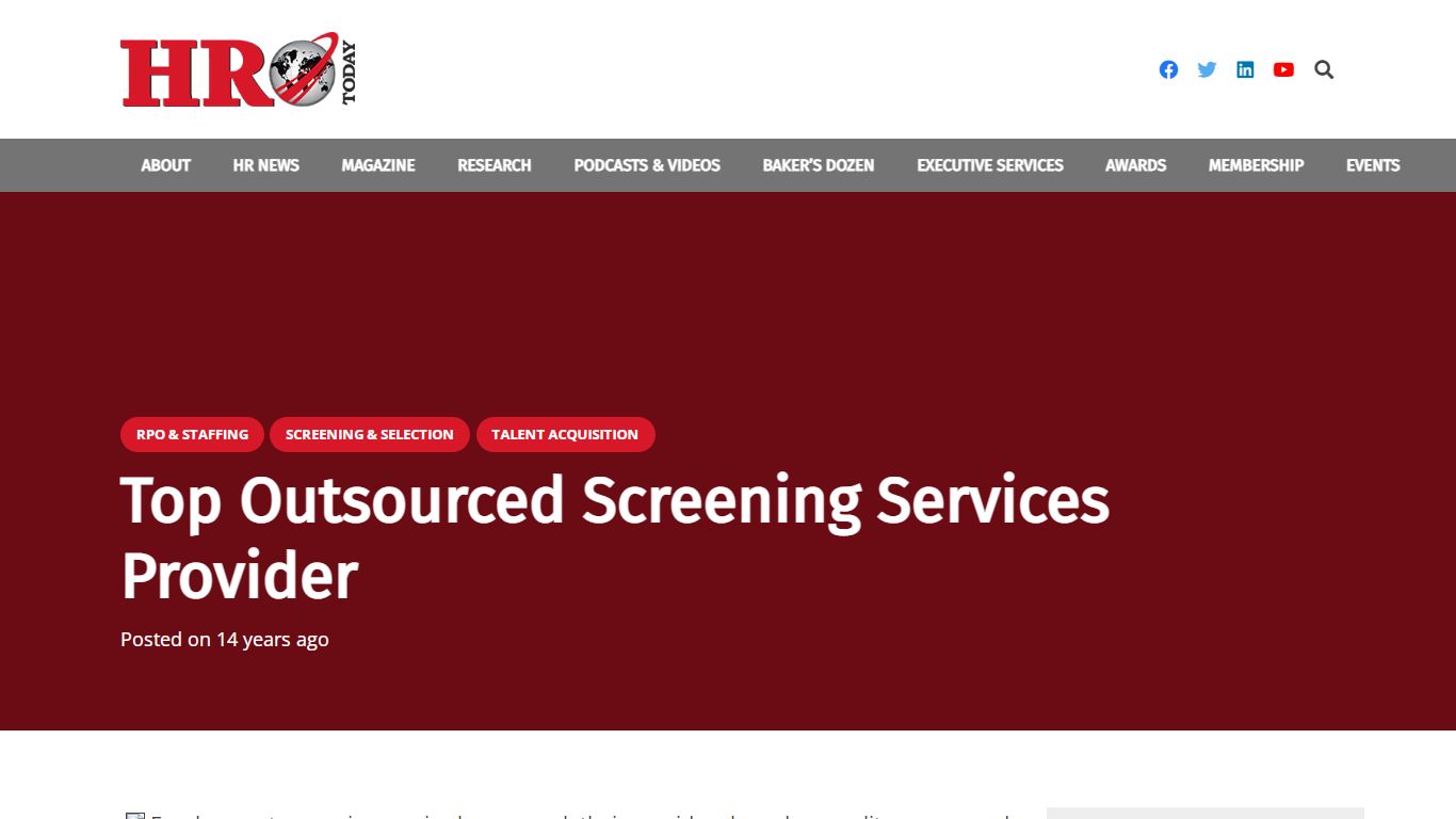 Top Outsourced Screening Services Provider - HRO Today